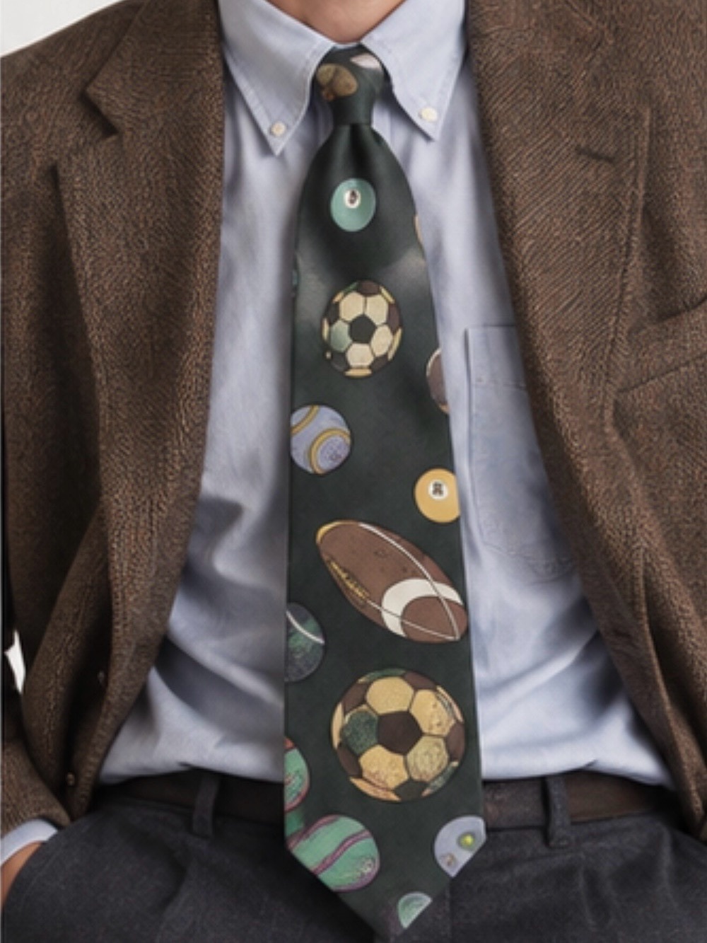 Vintage Expressions Silk Novelty Tie Pool Sports Football Soccer Bowling Ball